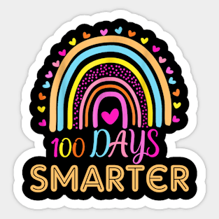 100th Day Of School Teacher 100 Days Smarter Rainbow Sticker